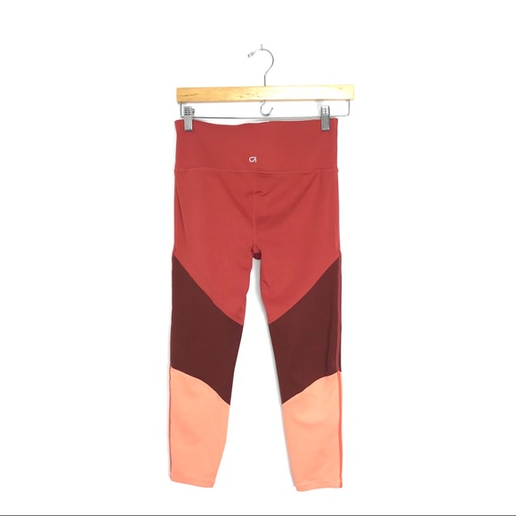 Gap Fit Womens S Eclipse Color Block Leggings Red Maroon Pink Stretch Skinny B0 - Picture 3 of 7